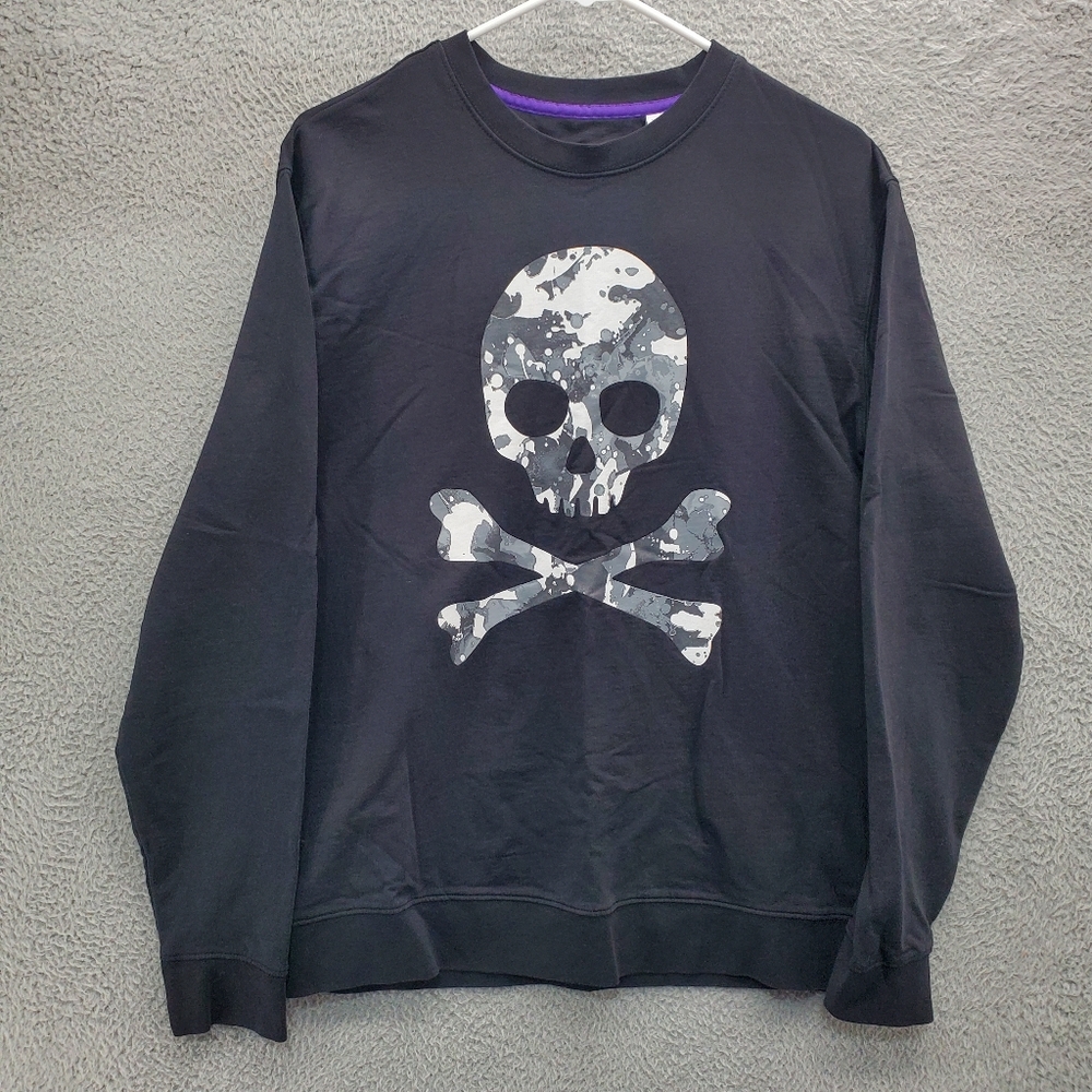 Robert Graham Skull Knockout Black Long Sleeve Shirt Classic Fit Mens Large